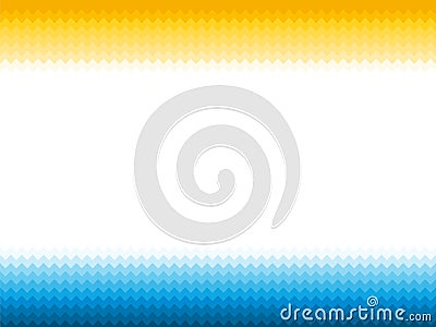 Blue yellow background with ocean waves and sun Vector Illustration