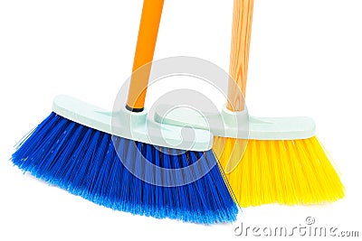 Blue and yellow broom Stock Photo