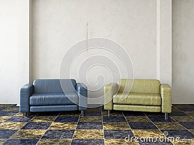 Blue and yellow chair Stock Photo