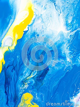 Blue and yellow creative abstract hand painted background Stock Photo