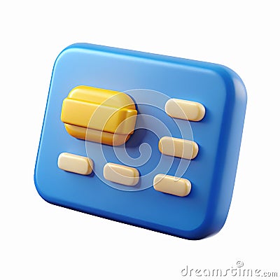 Blue and Yellow 3D Toggle Button Icon with Minimalist Design on Transparent Background for UI Elements Stock Photo