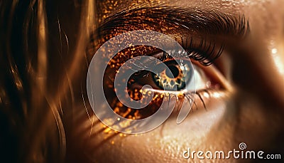 Blue and yellow eye staring with sensuality generated by AI Stock Photo