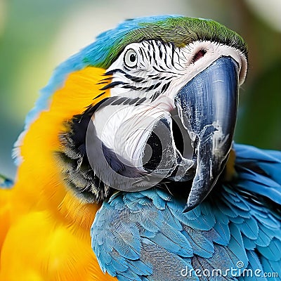 blue and yellow macaw ara ararauna, artificial intelligence Stock Photo