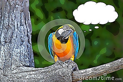 The blue and yellow macaw Ara ararauna cartoon Stock Photo