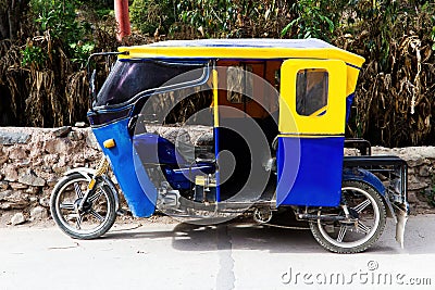 Blue And Yellow Mototaxi In Peru South America Editorial Stock Photo