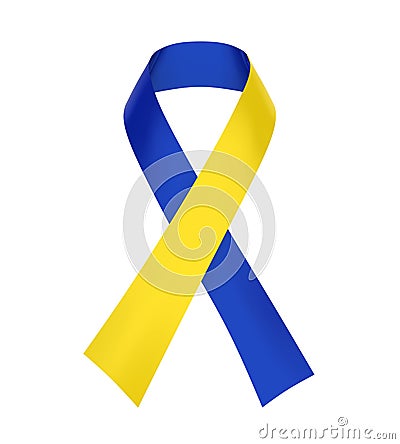 Blue and Yellow Ribbon. Down Syndrome Awareness Symbol Stock Photo