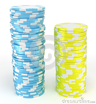 Blue and yellow roulette chips Stock Photo