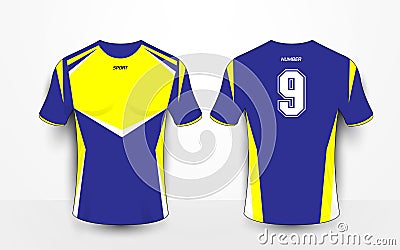 Blue and yellow sport football kits, jersey, t-shirt design template Vector Illustration