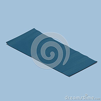 Blue Yoga or Fitness Mat on Blue Background. Minimalism. Zen and Balance. Sport Equipment. Stock Photo