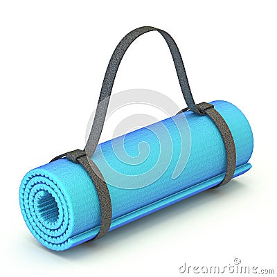 Blue yoga gym floor mat 3D Cartoon Illustration