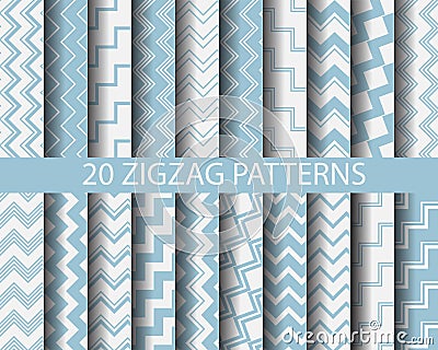 20 blue zigzag patterns Vector Illustration