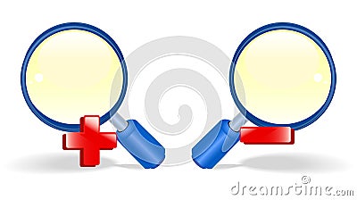 Blue zoom icon Cartoon Illustration