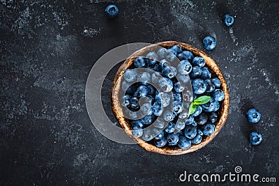 Blueberries in bowl Stock Photo