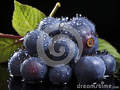 Blueberry antioxidant organic superfood close up. Fresh Blueberry in a red bowl concept for healthy eating and nutrition blue Stock Photo