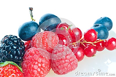 Blueberry, blackberry, raspberry. Stock Photo