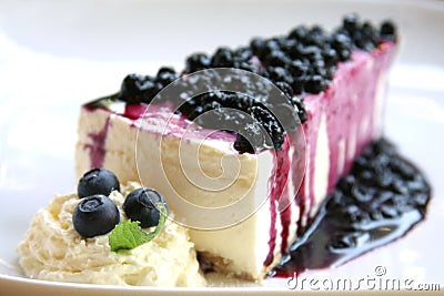 Blueberry cheesecake slice Stock Photo