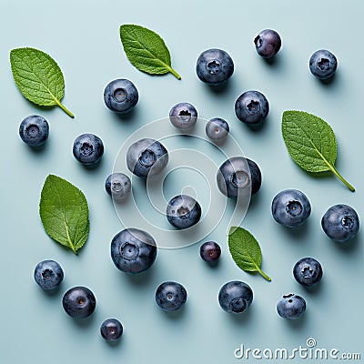 Blueberry cherries, where nature's artistry takes center stage against a soft, solid-colored backdrop. Stock Photo