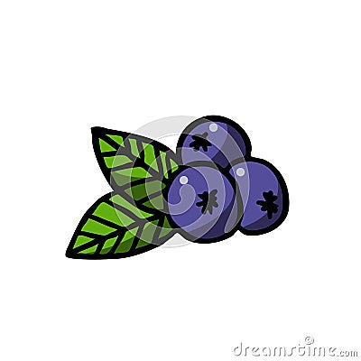 Blueberry doodle icon Cartoon Illustration
