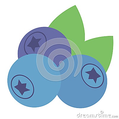 Blueberry flat illustration on white Vector Illustration