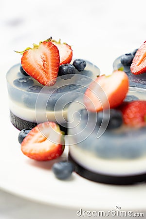 Blueberry fruit agar agar or jelly dessert Stock Photo