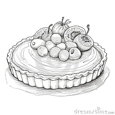 blueberry Fruit tart ai generated Cartoon Illustration