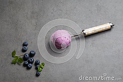 Blueberry icecream refreshment gelato diet sweet home made Stock Photo