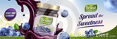 Blueberry jam ads Vector Illustration