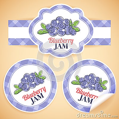 Blueberry jam labels Vector Illustration