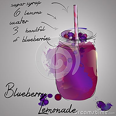 Blueberry lemonade with color splash berry Stock Photo