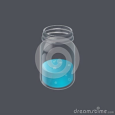 Blueberry lemonade in vintage glass jar. Vector Illustration