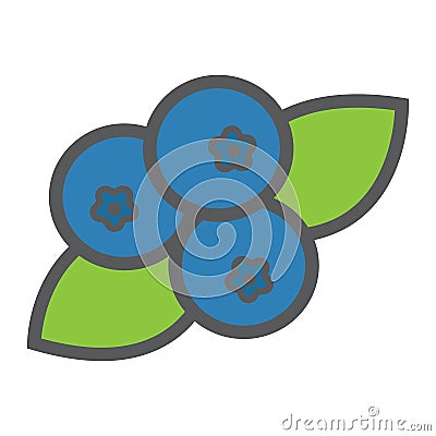 Blueberry line icon, fruit and diet Vector Illustration