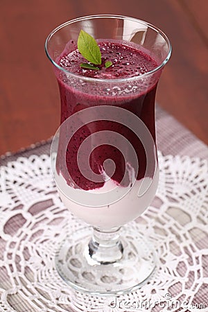 Blueberry milk shake with sour cream Stock Photo