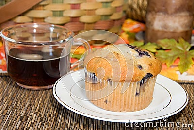 Blueberry muffin and coffee Stock Photo