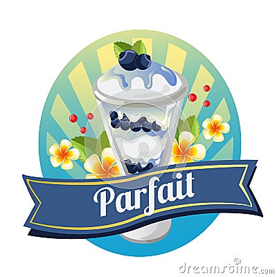 Blueberry parfait label Vector Illustration