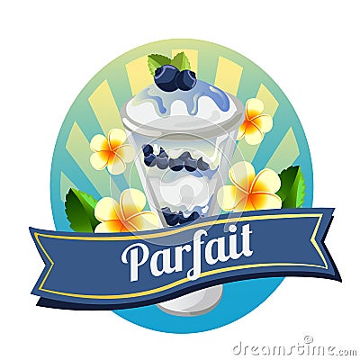 Blueberry parfait labels Vector Illustration