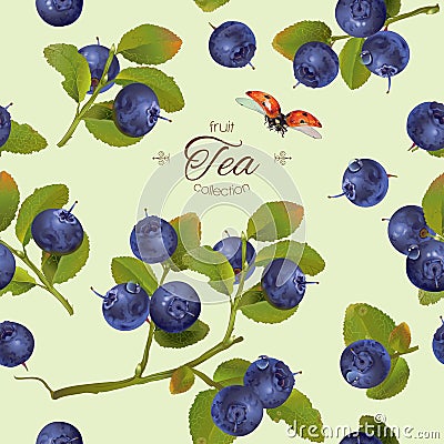 Blueberry pattern full Vector Illustration