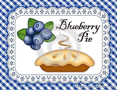 Blueberry Pie, Lace Doily Place Mat, Blue Gingham Vector Illustration