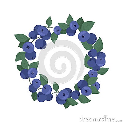 Blueberry Round Frame Vector Illustration