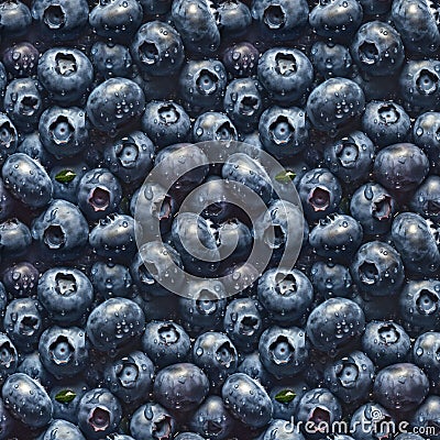 Blueberry seamless pattern background. Realistic photographic style. Cartoon Illustration