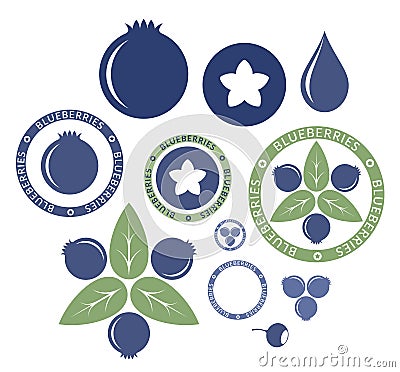 Blueberry. Set Vector Illustration