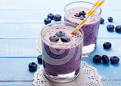 Blueberry smoothie Stock Photo