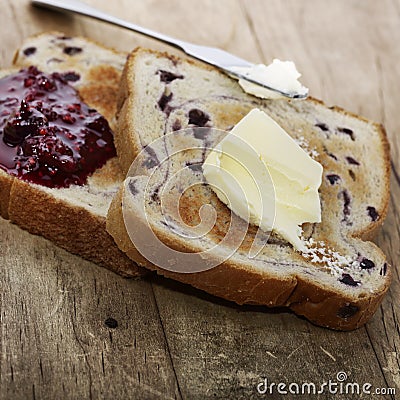 Blueberry Swirl Bread Toasts Stock Photo