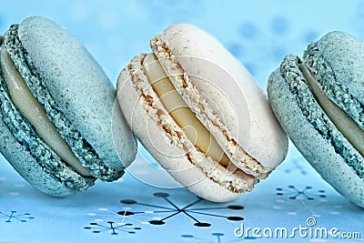 Blueberry and Vanilla Macarons Stock Photo