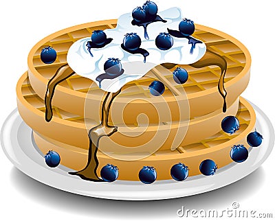 Blueberry waffles Vector Illustration