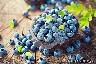 Blueberry on wooden background Stock Photo