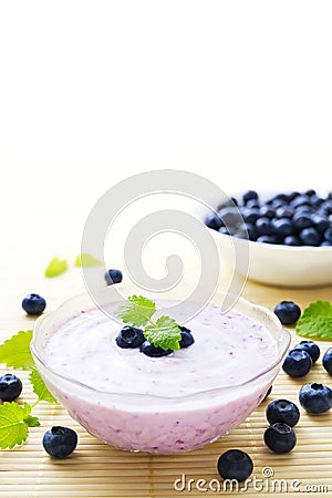 Blueberry yogurt Stock Photo