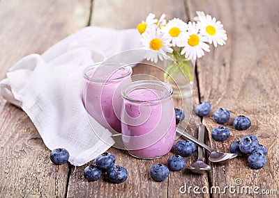 Blueberry yogurt Stock Photo