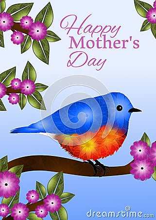 Bluebird Mothers Day Greeting Card Design Stock Photo