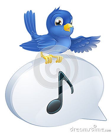 Bluebird musical note speech bubble Vector Illustration