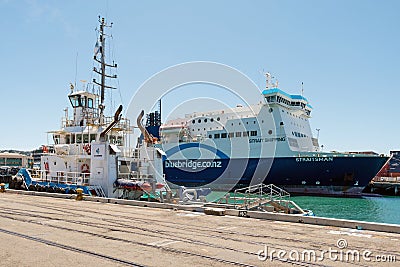 Bluebridge ferry anchored in Wellington port, New Zealand Editorial Stock Photo